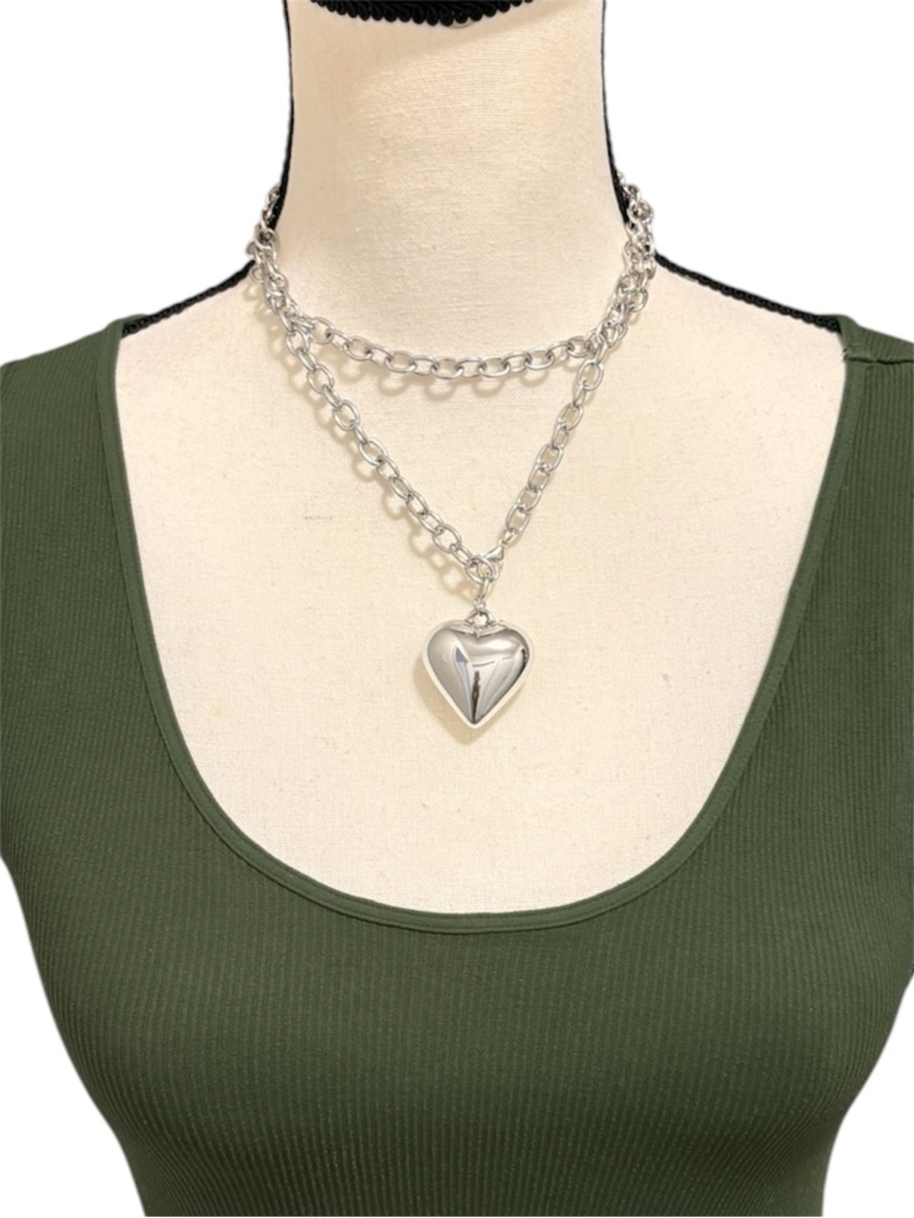 Mayamar Silver Heart Drop Necklace
